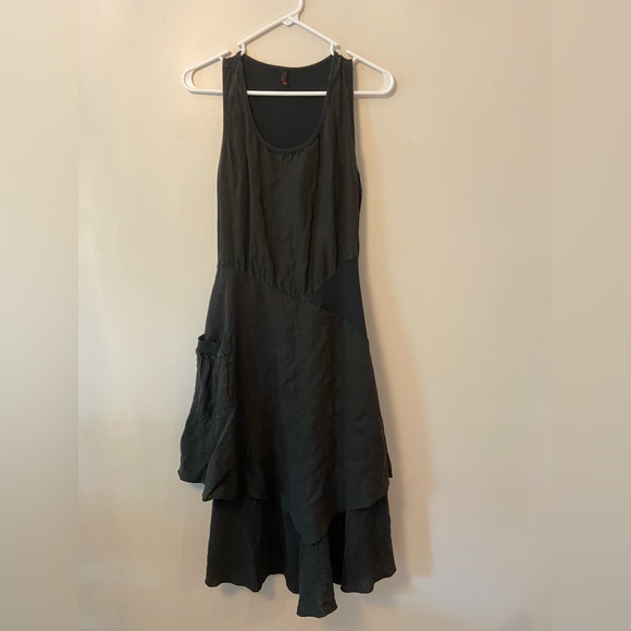 Inizio FLUTTER Sleeveless Linen Dress Black size medium - Picture 5 of 11
